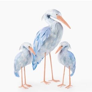 Pastel Blue Feathered Bird Trio Decoration - Home Party Accent